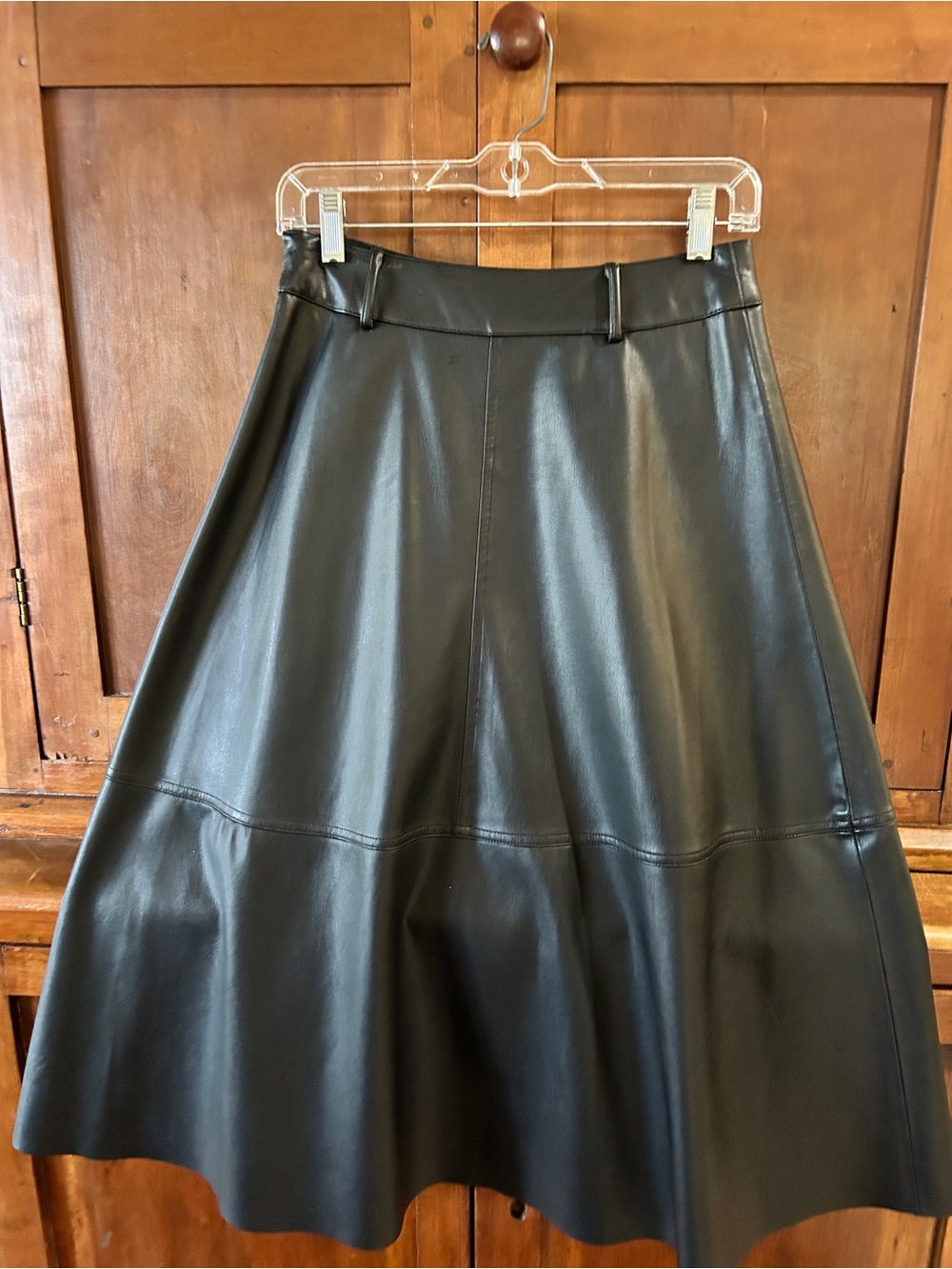 Zara Faux Leather Black Midi Skirt - Picture 8 of 8